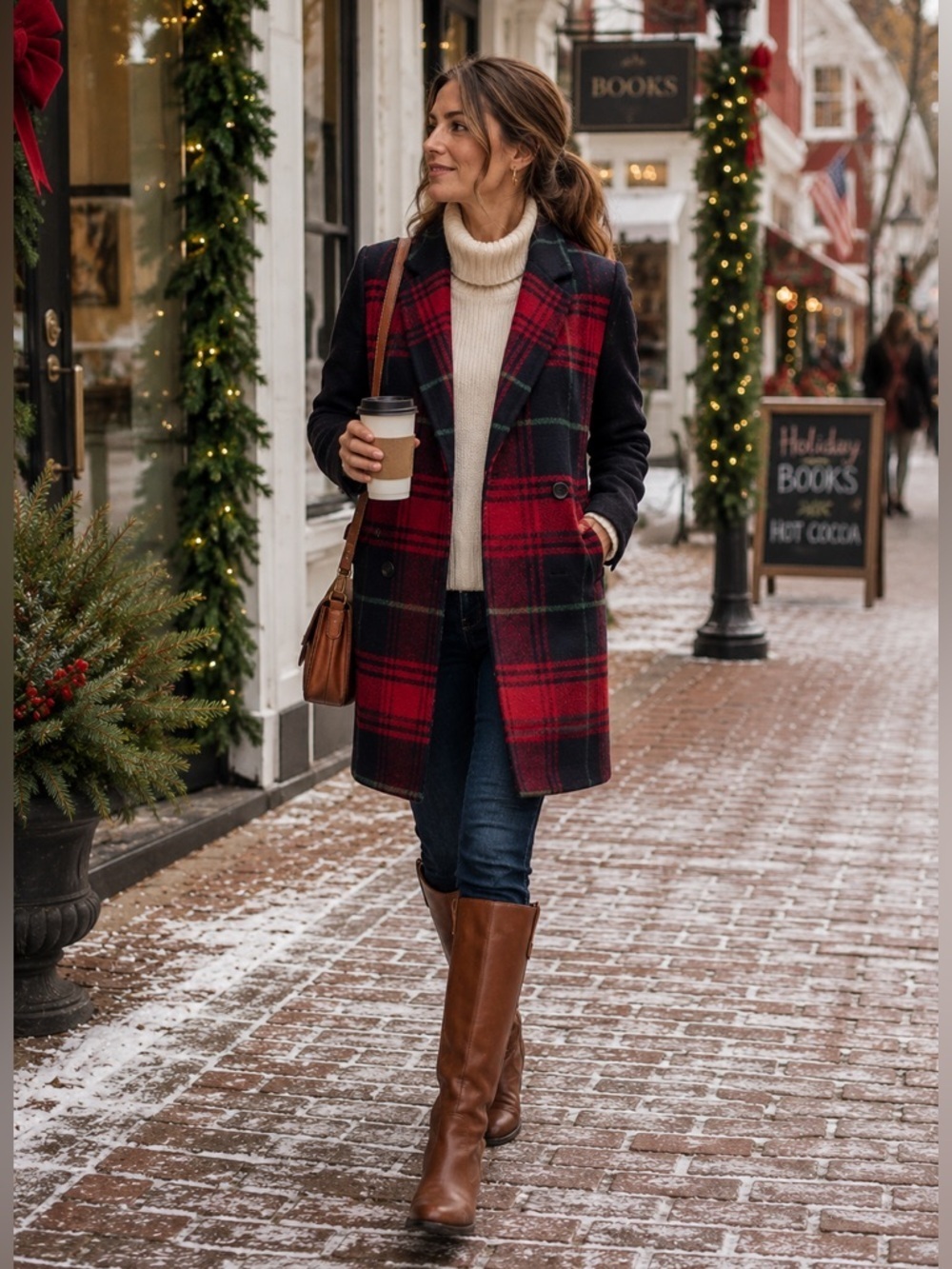 GAP Women’s Wool Blend Plaid Double Breasted Driving Coat Sz S